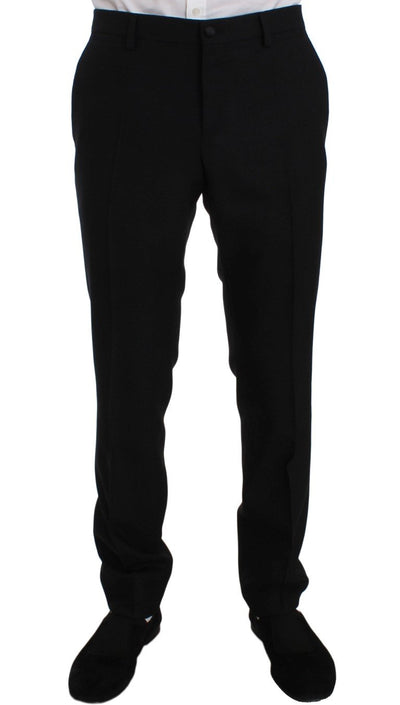 Black Wool Silk Slim Fit 3 Piece Suit