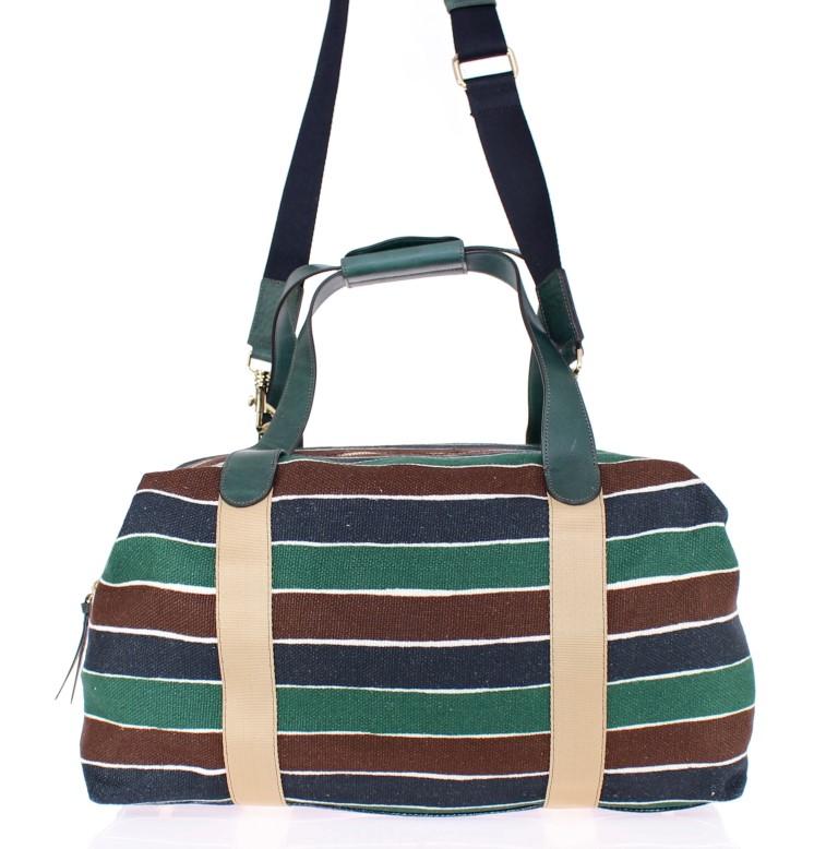 Multicolor striped boston bag