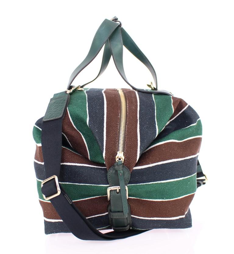 Multicolor striped boston bag