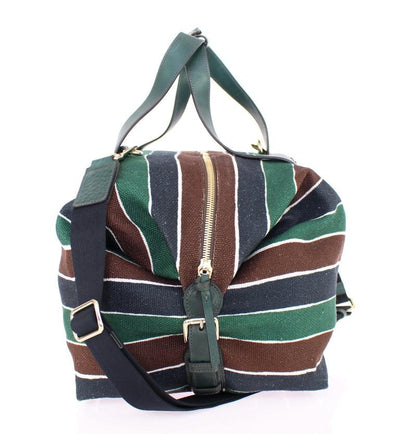 Multicolor striped boston bag
