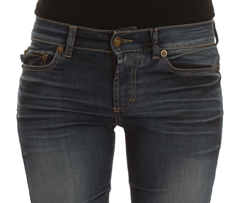Blue Cotton Blend Slim Fit Stretch Jeans
