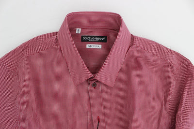 Red Checkered Slim Fit SICILIA Shirt