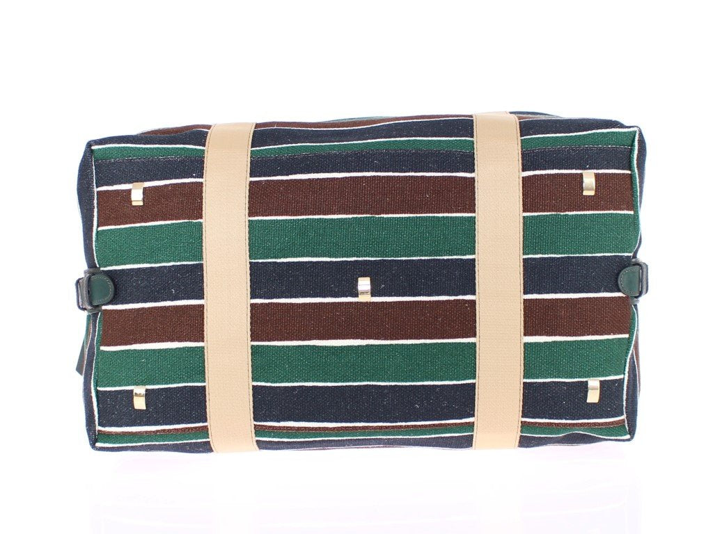 Multicolor striped boston bag