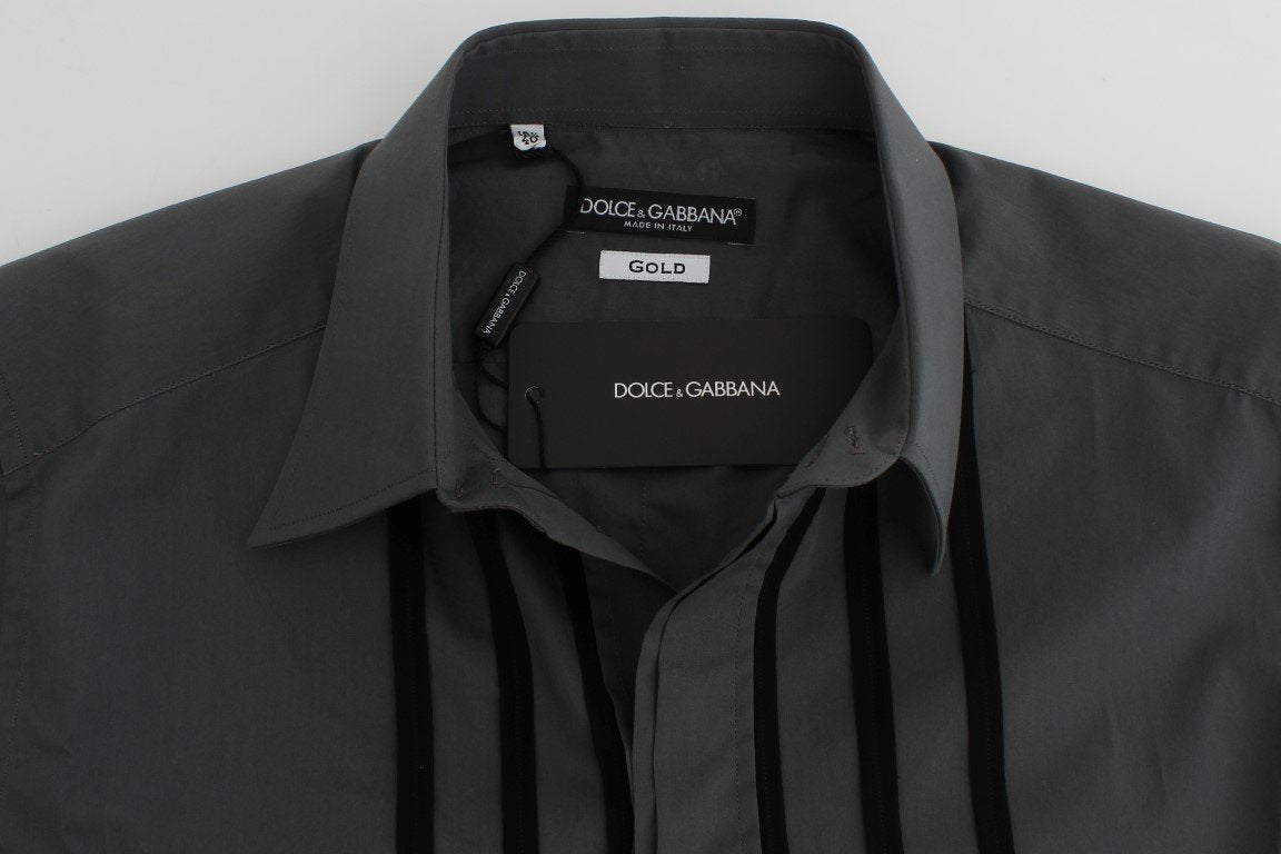Gray Cotton Silk Slim Fit GOLD Shirt