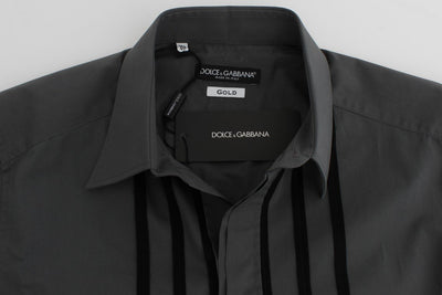 Gray Cotton Silk Slim Fit GOLD Shirt