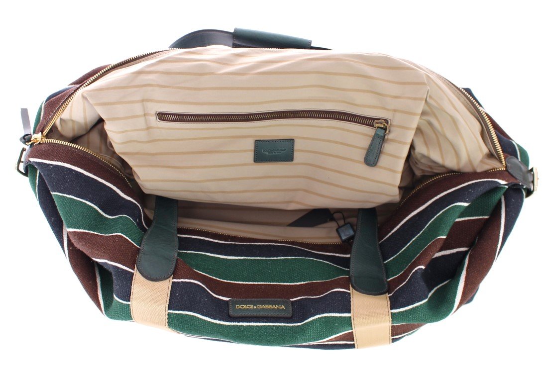 Multicolor striped boston bag