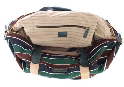 Multicolor striped boston bag