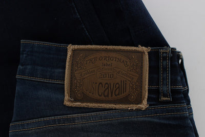 Blue Cotton Blend Slim Fit Stretch Jeans