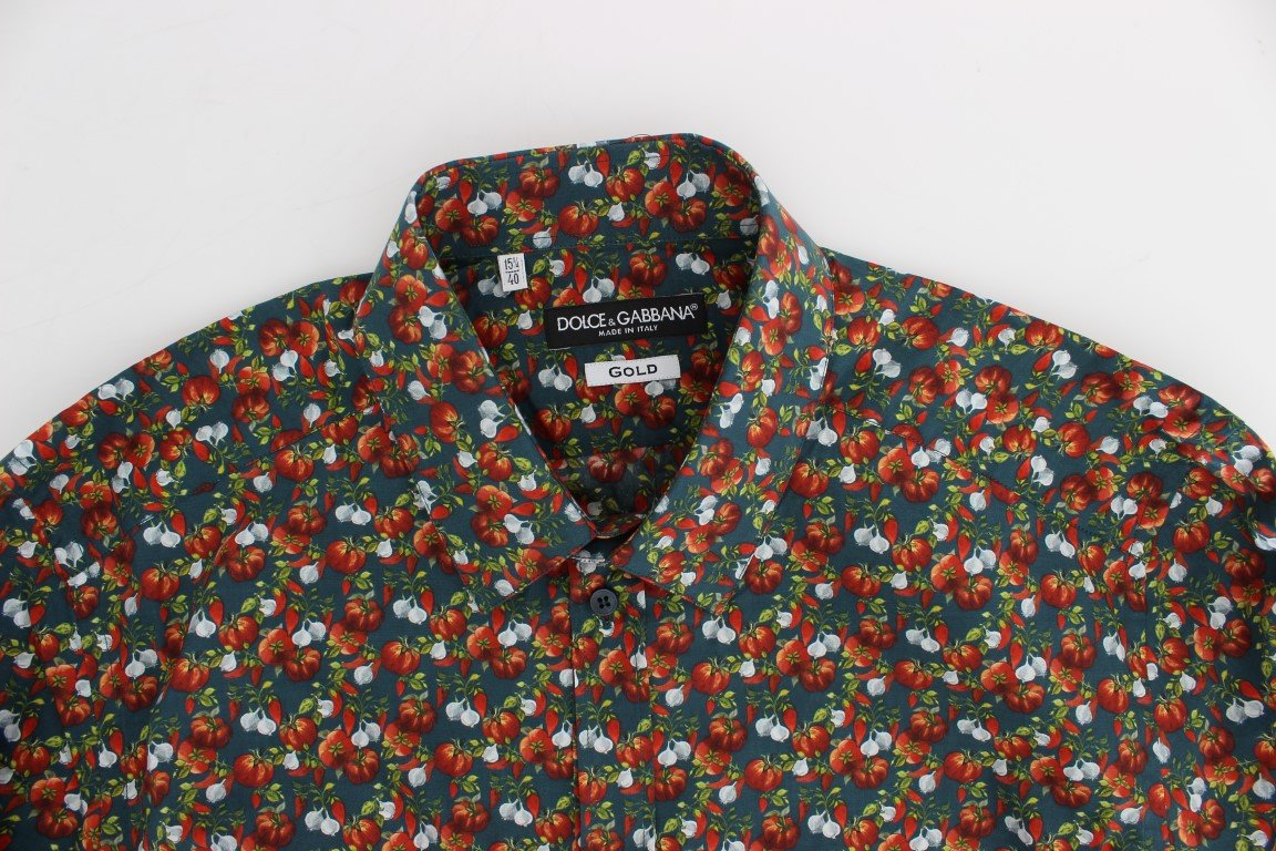 Tomato Garlic Print GOLD Slim Fit Shirt