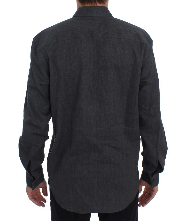 Gray Casual Cotton Blend Shirt