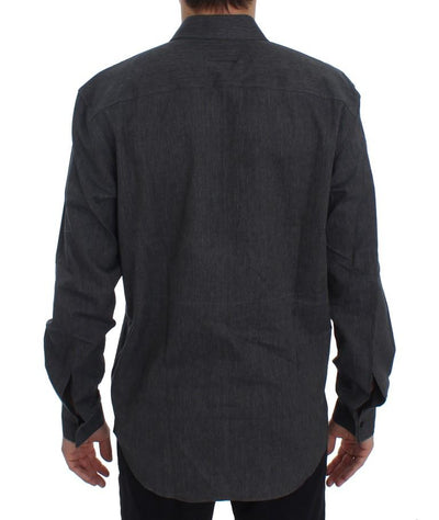 Gray Casual Cotton Blend Shirt