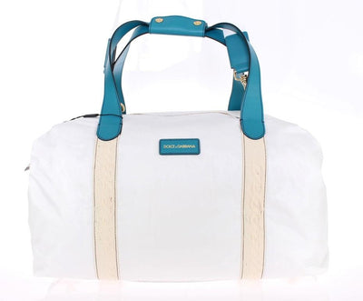 White nylon unisex boston bag