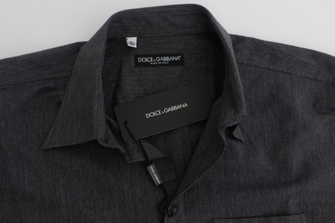 Gray Casual Cotton Blend Shirt
