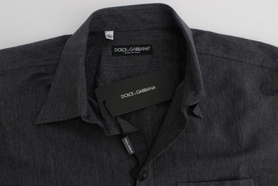 Gray Casual Cotton Blend Shirt