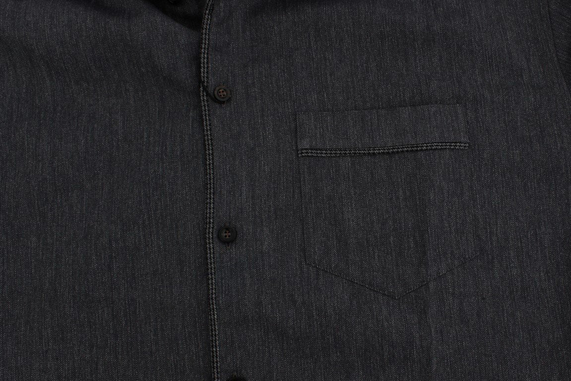 Gray Casual Cotton Blend Shirt