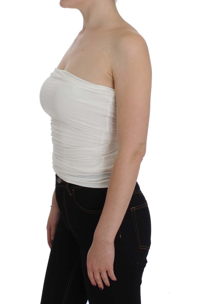 White Stretch Bustier Top