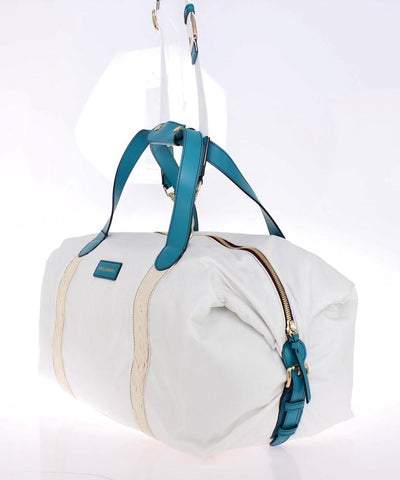 White nylon unisex boston bag