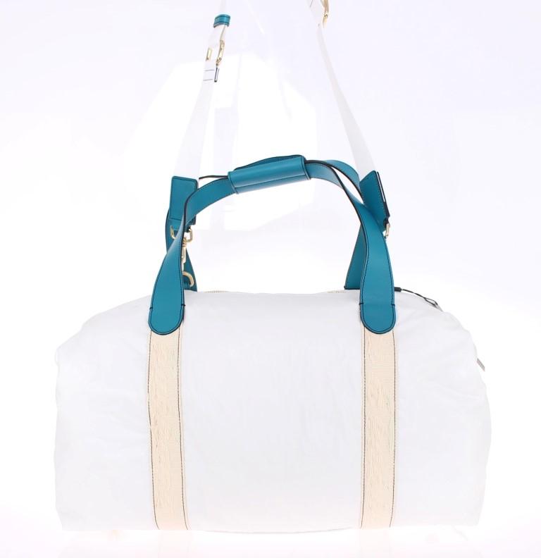 White nylon unisex boston bag