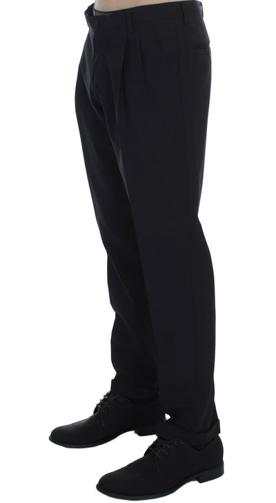 Black Wool Stretch Formal Slim Fit Dress Pants