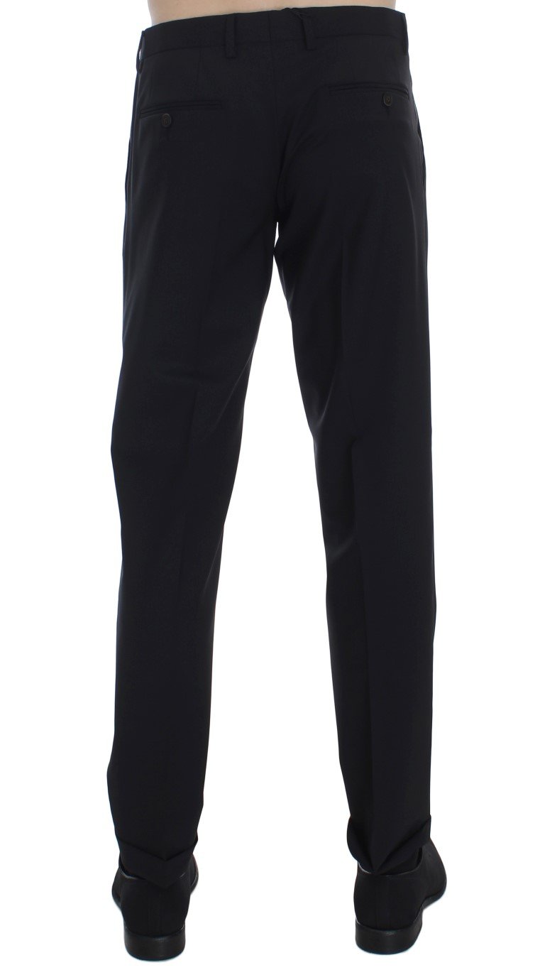 Black Wool Stretch Formal Slim Fit Dress Pants