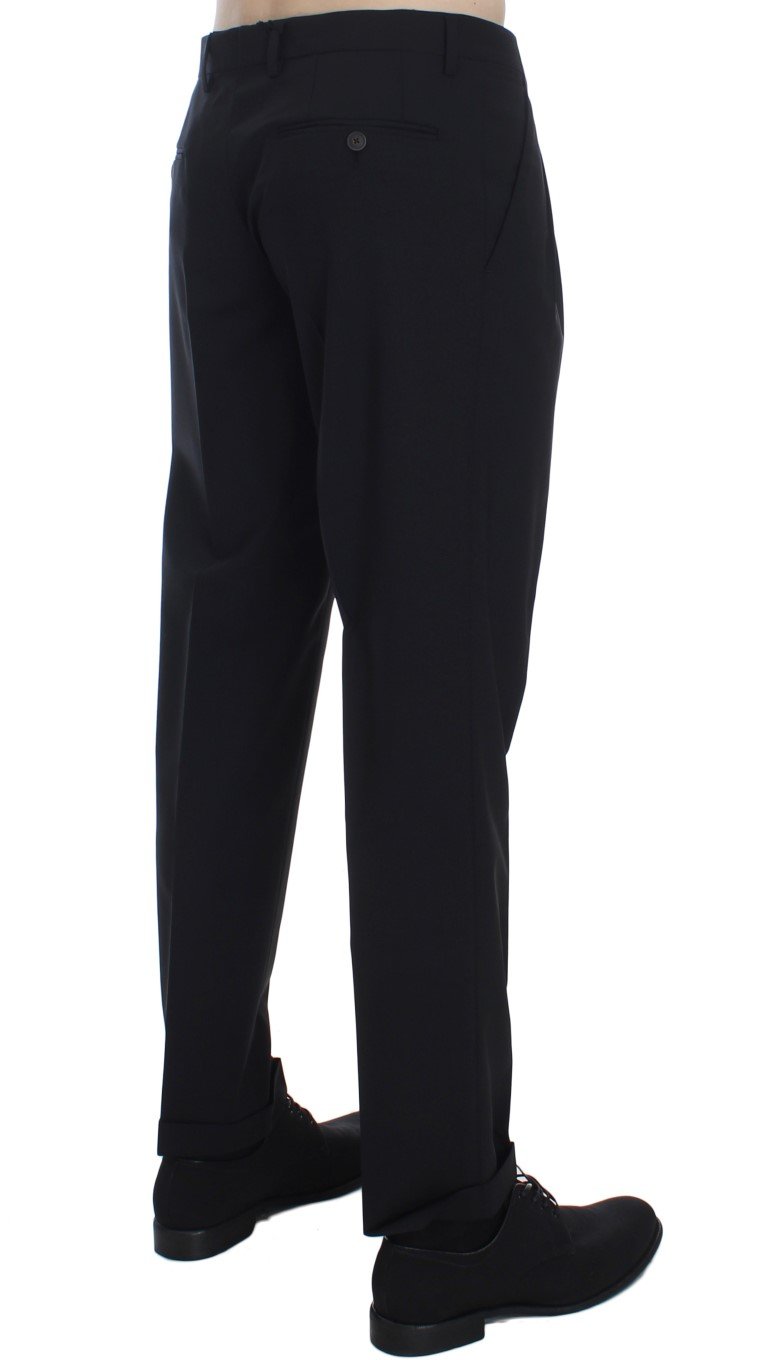 Black Wool Stretch Formal Slim Fit Dress Pants