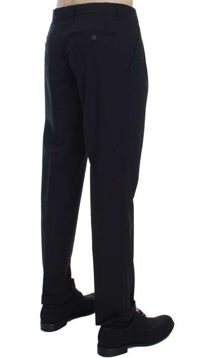 Black Wool Stretch Formal Slim Fit Dress Pants