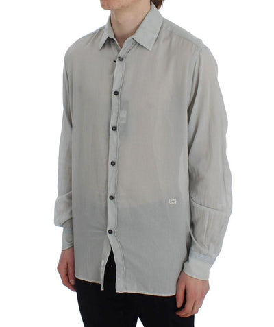 Gray Cotton Regular Fit Casual Shirt