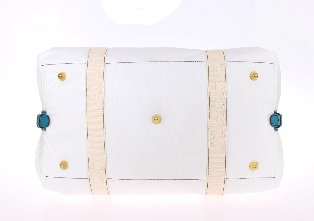 White nylon unisex boston bag