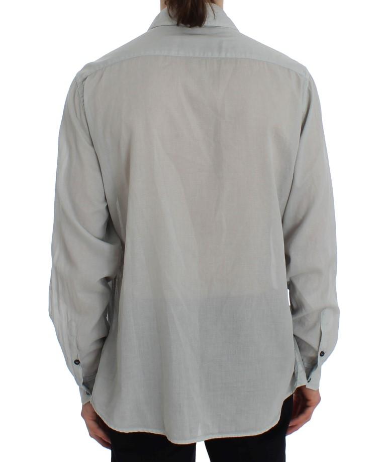 Gray Cotton Regular Fit Casual Shirt