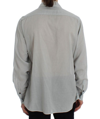 Gray Cotton Regular Fit Casual Shirt