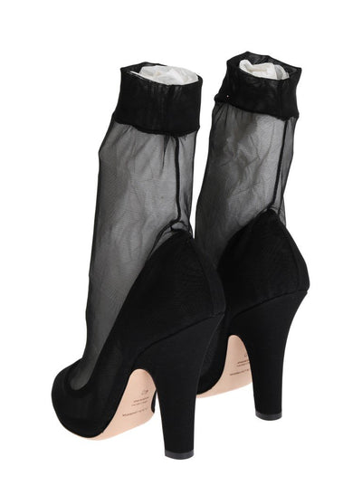 Black Nylon Transparent Socks Classic Pumps