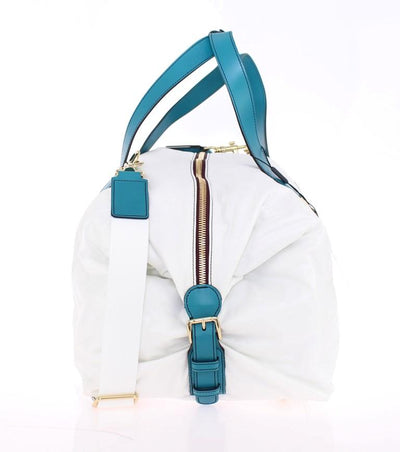 White nylon unisex boston bag