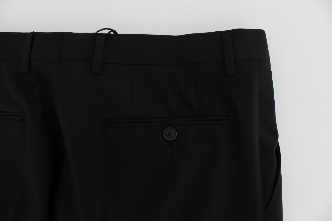 Black Wool Stretch Formal Slim Fit Dress Pants
