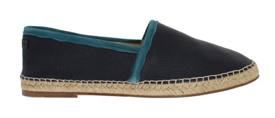 Blue Deer Leather Logo Espadrilles
