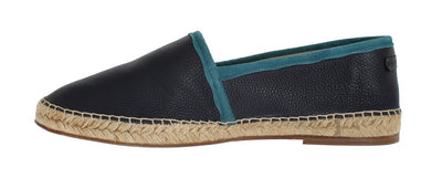 Blue Deer Leather Logo Espadrilles