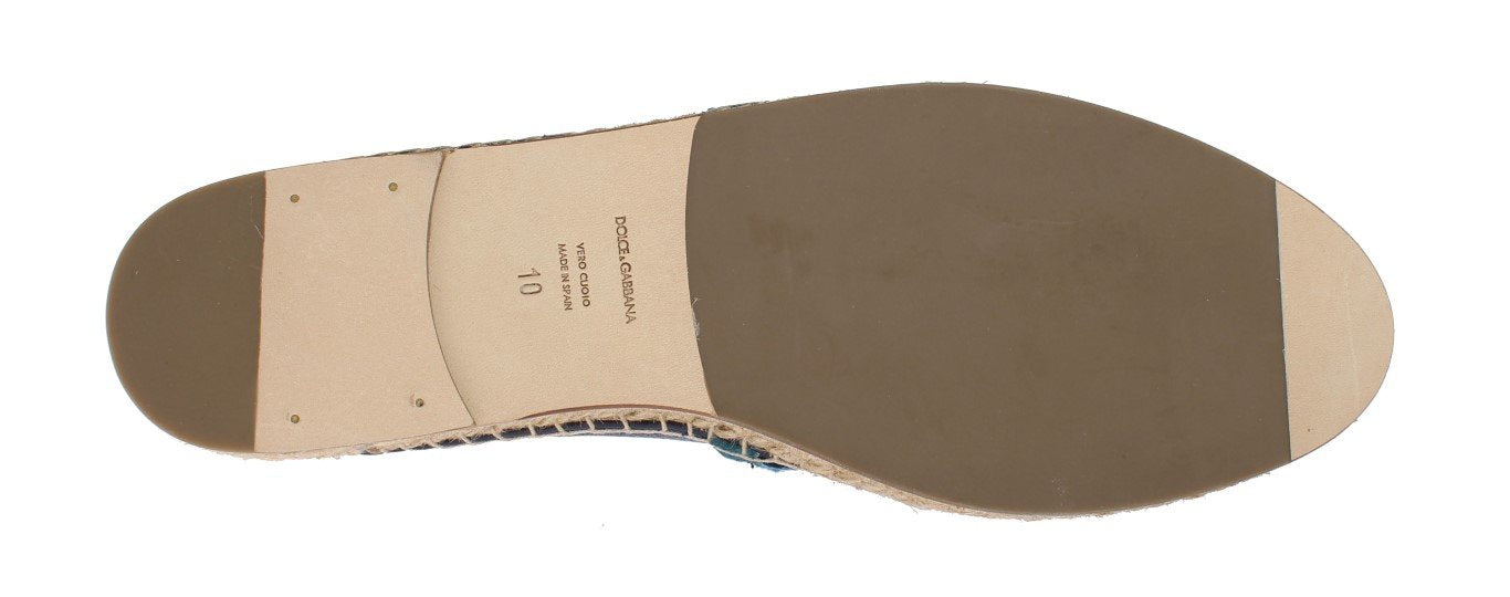 Blue Deer Leather Logo Espadrilles