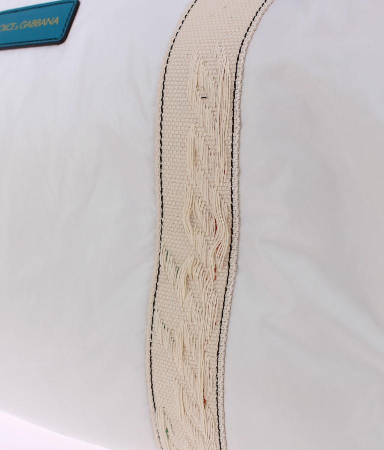White nylon unisex boston bag
