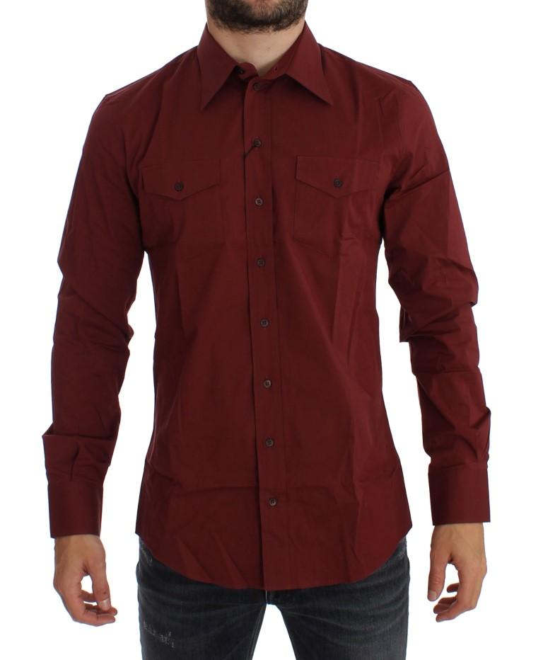 Red Cotton Stretch SICILIA Dress Shirt