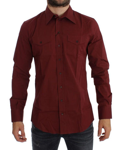 Red Cotton Stretch SICILIA Dress Shirt