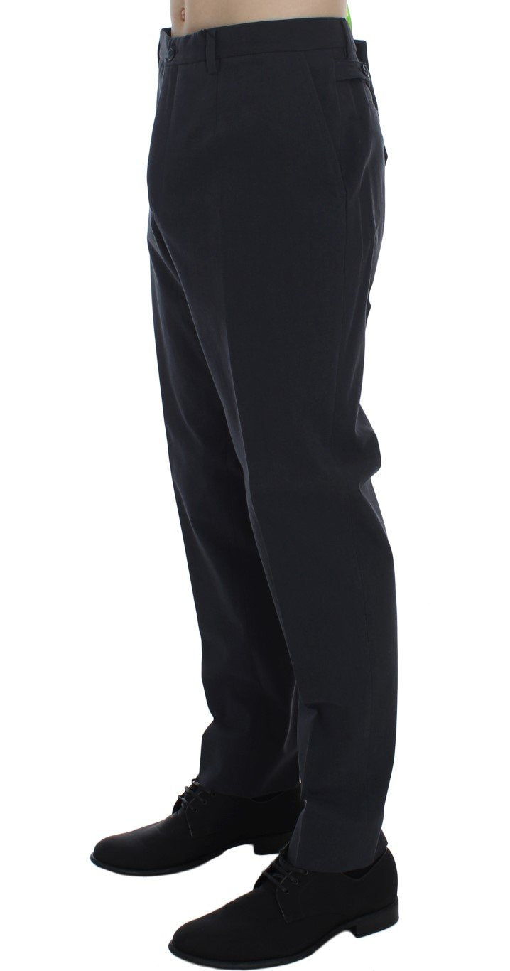 Blue Cotton Casual Chinos Slim Fit Pants