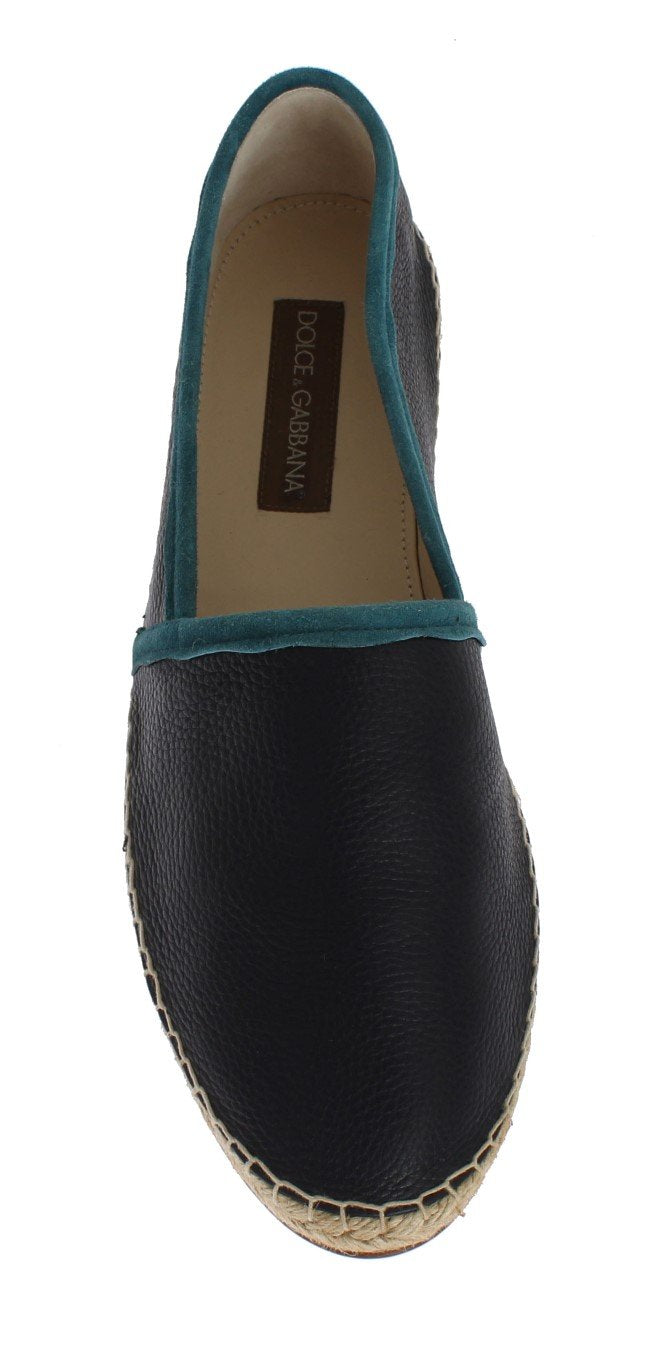 Blue Deer Leather Logo Espadrilles