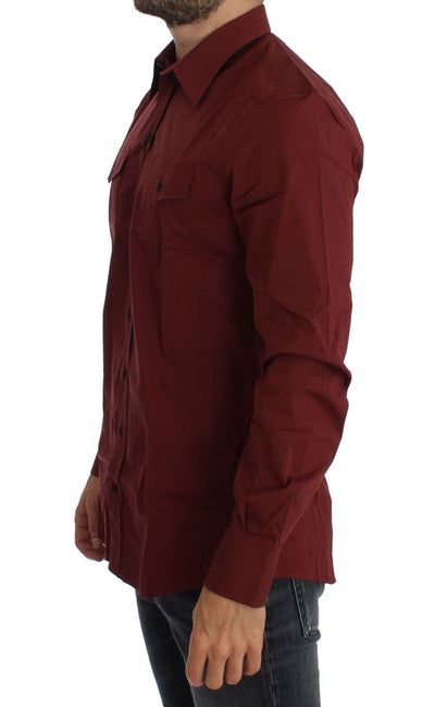 Red Cotton Stretch SICILIA Dress Shirt