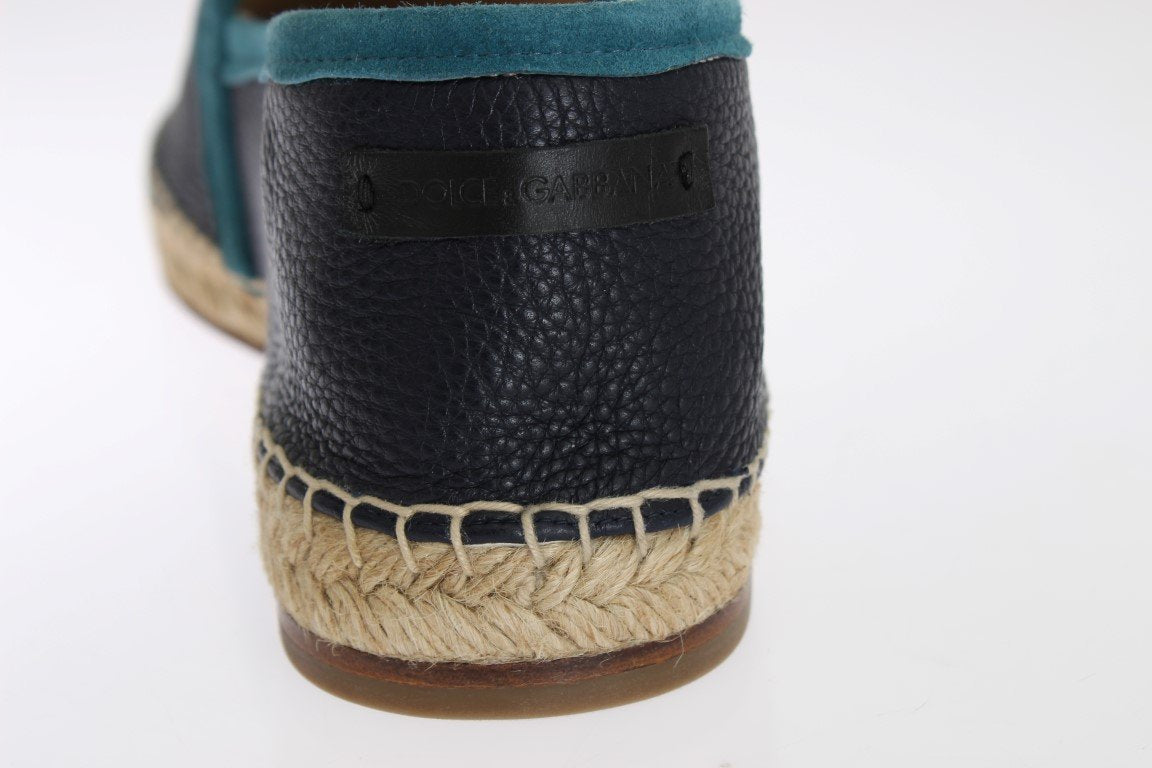 Blue Deer Leather Logo Espadrilles