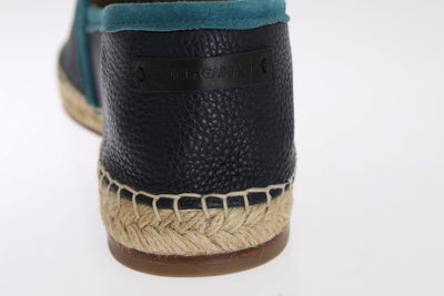 Blue Deer Leather Logo Espadrilles