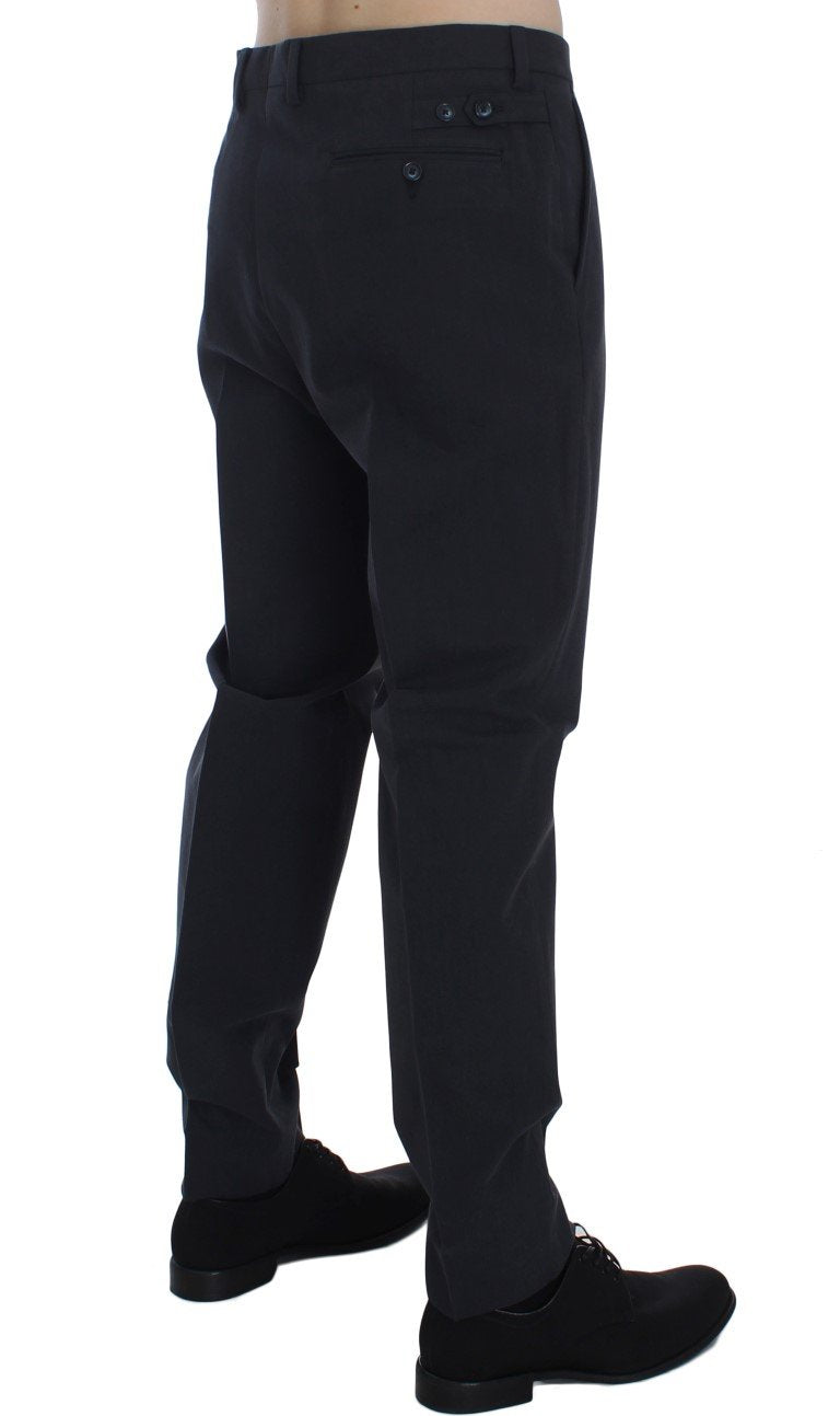 Blue Cotton Casual Chinos Slim Fit Pants