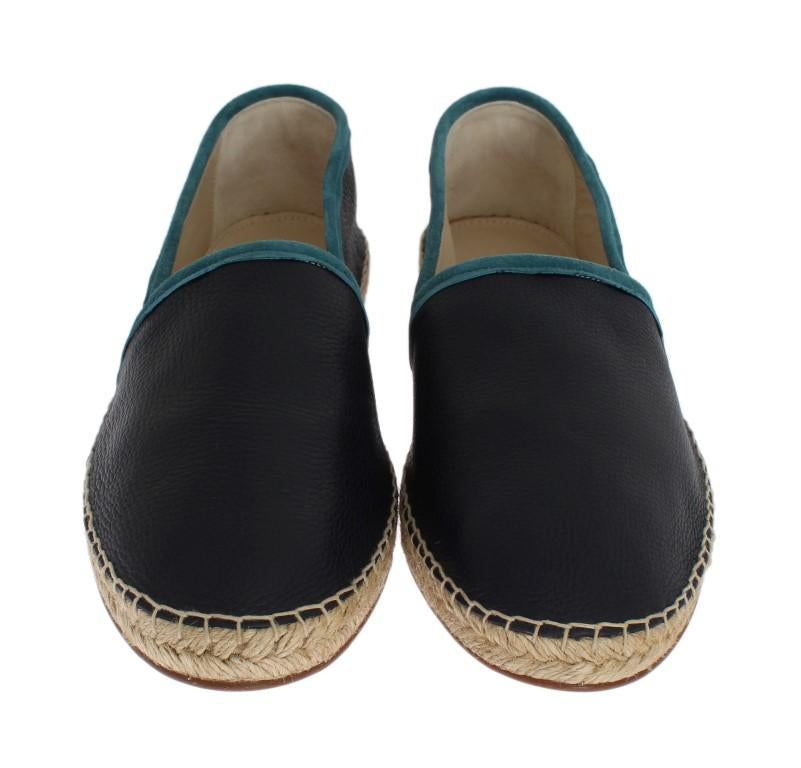 Blue Deer Leather Logo Espadrilles