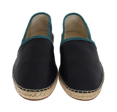 Blue Deer Leather Logo Espadrilles