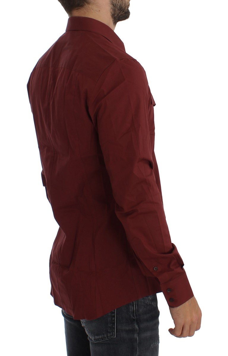 Red Cotton Stretch SICILIA Dress Shirt