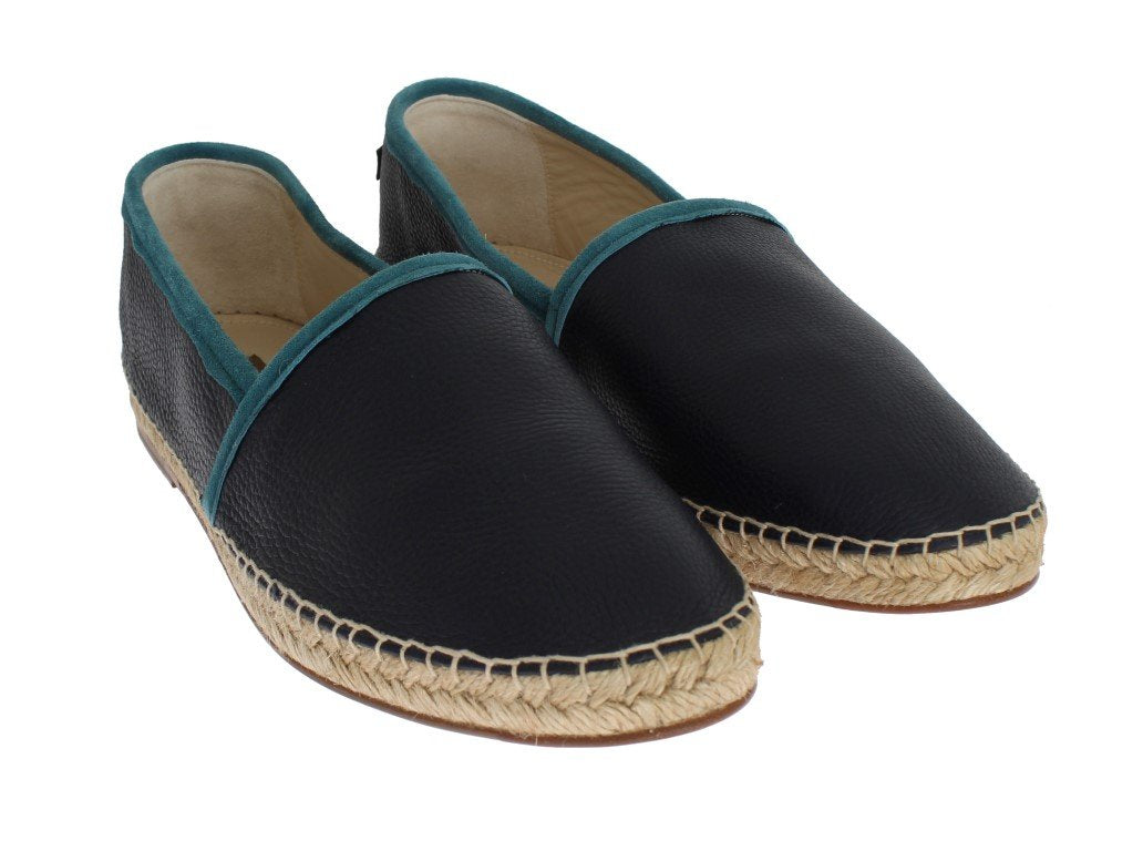 Blue Deer Leather Logo Espadrilles
