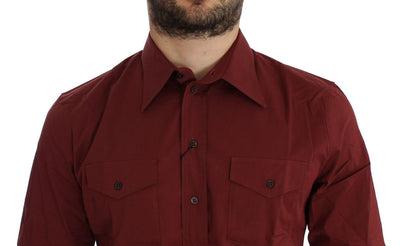 Red Cotton Stretch SICILIA Dress Shirt